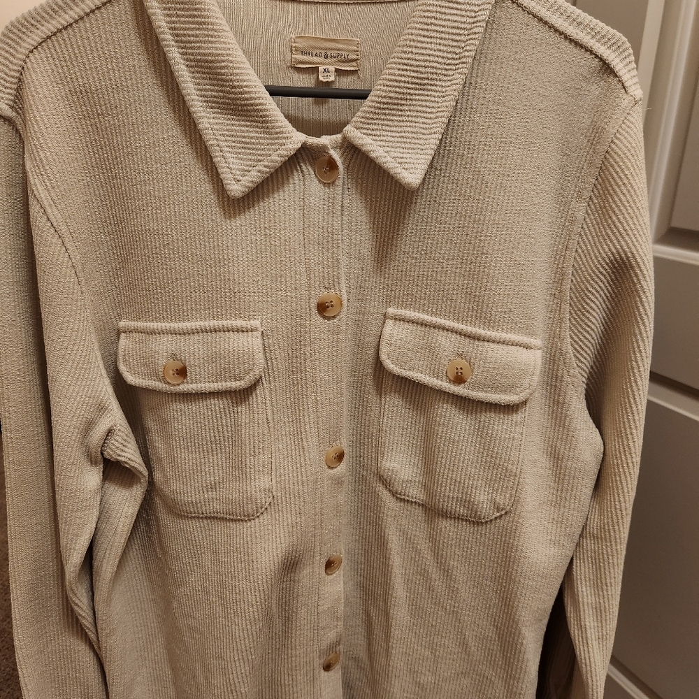 Cream Button-Up Shacket